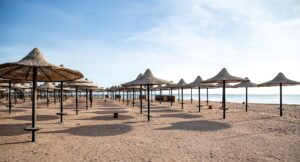 Empty beach during a Pandemic, the localization of the coronavirus.