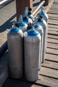 oxygen tanks on the floor in outdoor